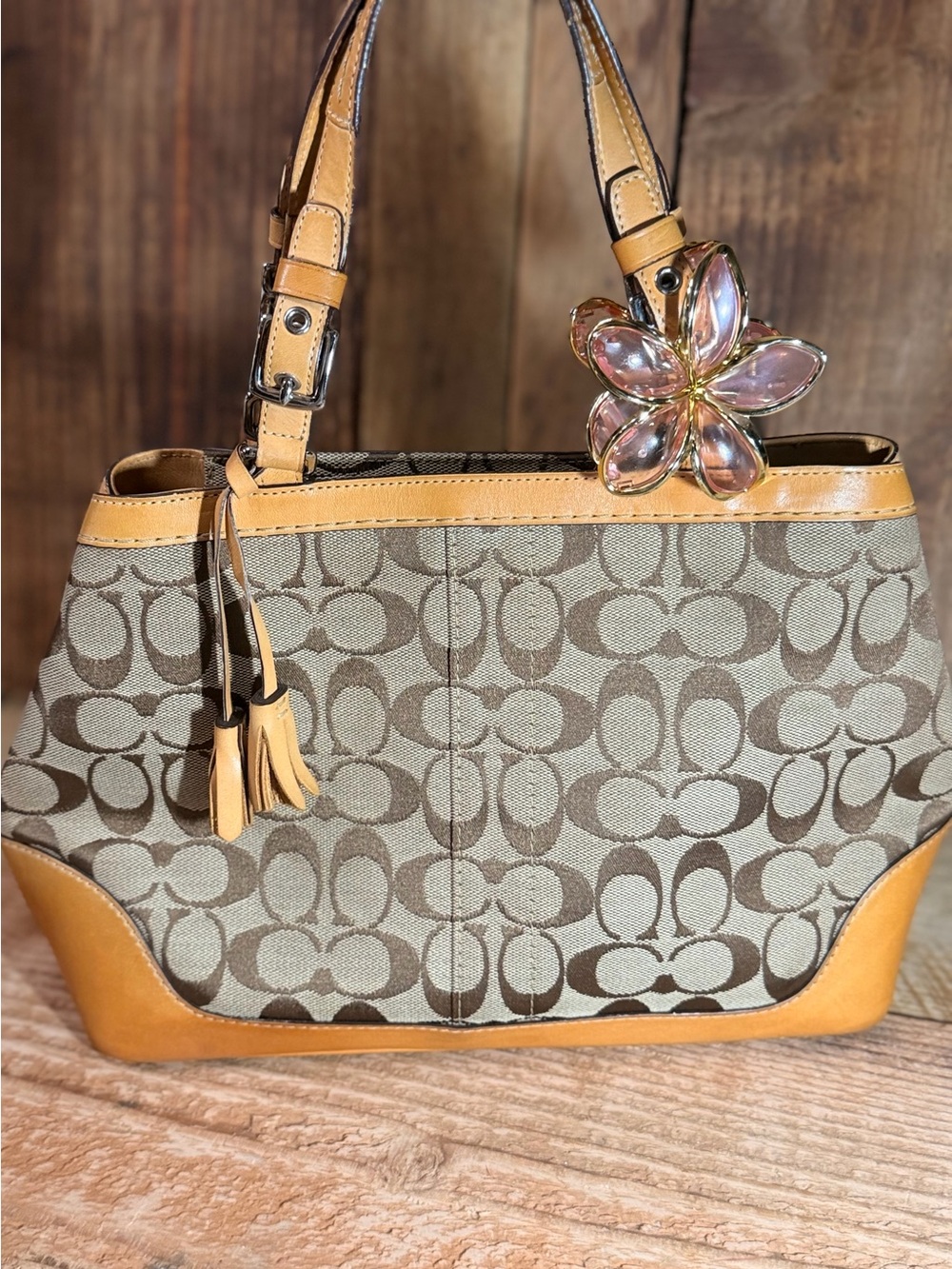 Elegant Coach Hamptons Signature Canvas Satchel 🤎✨👜